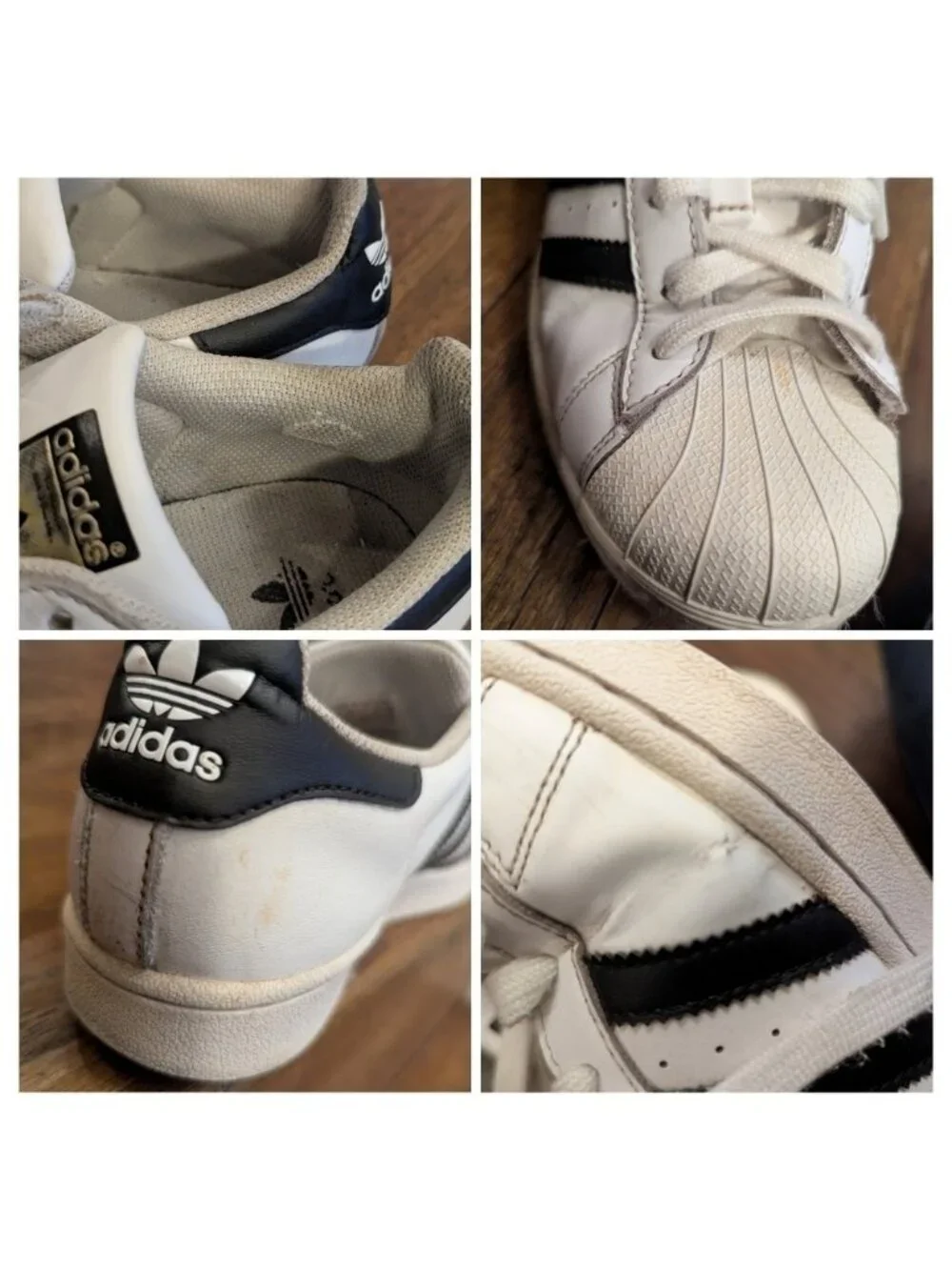 Adidas Superstar Shoes - White and Black Leather Unisex M6/W7